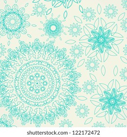 blue Chinese style flower pattern