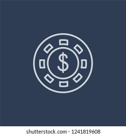 Blue chip icon. Blue chip linear design concept from Blue chip collection. Simple element vector illustration on dark blue background.