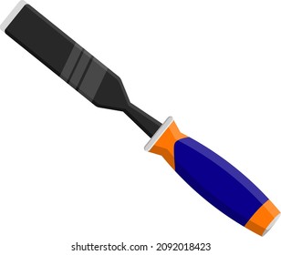 Blue Chisel, Illustration, Vector On A White Background.