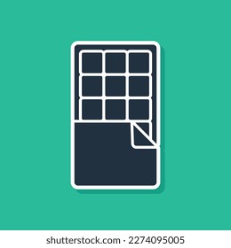 Blue Chocolate bar icon isolated on green background.  Vector