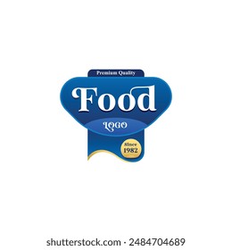 Blue chocolate Food company logos design template ideal for agriculture, organic food, grocery, natural harvest, baby food, cookies, cereals. chocolate logo, company ribbon food logo,