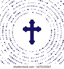 Blue Christian cross icon isolated on white background. Church cross. Abstract circle random dots. Vector Illustration