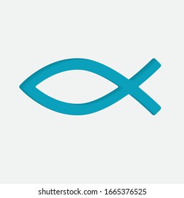 blue christian fish jesus symbol- vector illustration