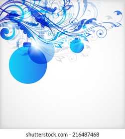 Blue Christmas abstract vector background with decorations