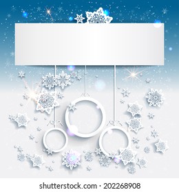 Blue Christmas background with abstract decorations. Place for text