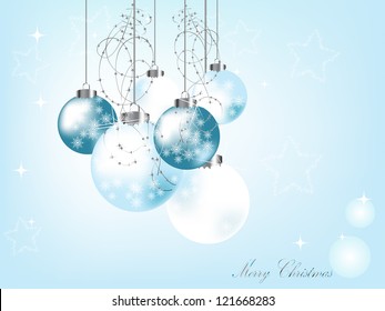 Blue christmas background with balls