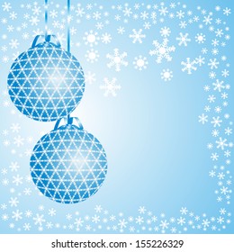 Blue christmas background with balls.