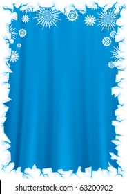 Blue christmas background with border of snowflakes