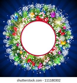 Fondo de Navidad Azul con brillantes bolas de árbol de Navidad. Eps10.