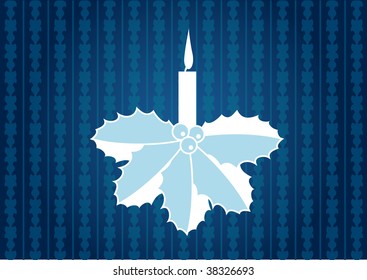 Blue christmas background with candle.