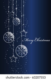 Blue christmas background with glossy ball. EPS10