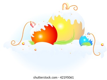 Blue christmas background with green fir branch. vector illustration.
