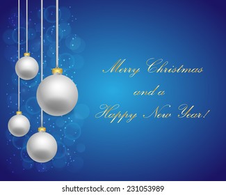 Blue Christmas background with grey balls