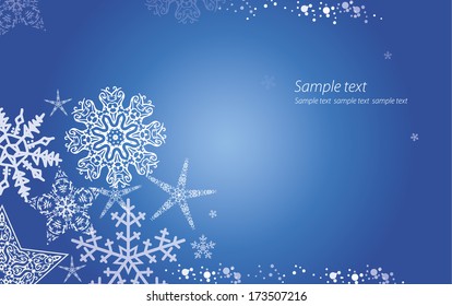 Blue christmas background illustration with star and snowflakes
