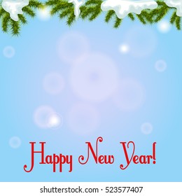 Blue christmas background with new year tree