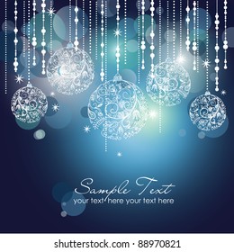 Blue Christmas Background with Christmas ornaments