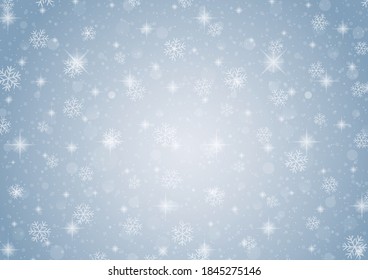 blue christmas background with  snow falling. vector illustration.