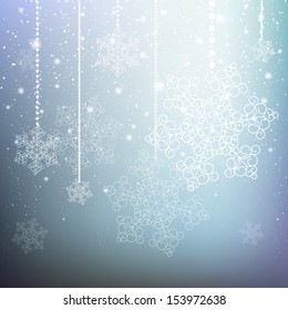 Blue Christmas background with snowflakes