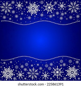 Blue christmas background with snowflakes