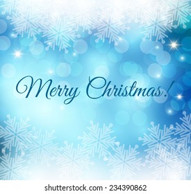 Blue Christmas background with snowflakes
