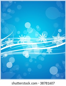 Blue Christmas background with snowflakes