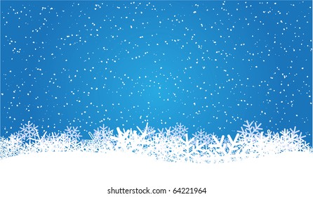 blue christmas background with snowflakes