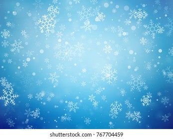 blue Christmas background with snowflakes