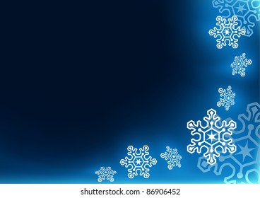 Blue Christmas Background with Snowflakes - Abstract Illustration