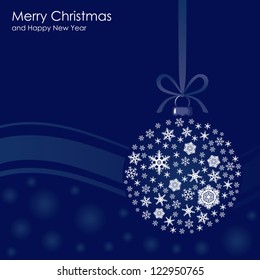 Blue Christmas background with snowflakes of the ball