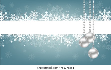  blue   Christmas background of snowflakes and balls with place for text