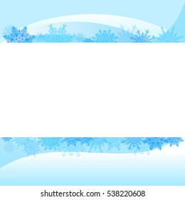Blue Christmas background with snowflakes clean white middle