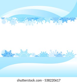 Blue Christmas background with snowflakes clean white middle