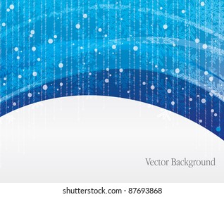 blue christmas background with snowflakes and copy space