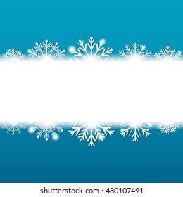 Blue Christmas background with snowflakes and copyspace for text. Vector illustration