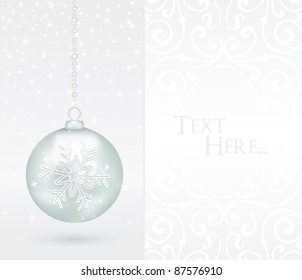 blue christmas background with snowflakes and decorations