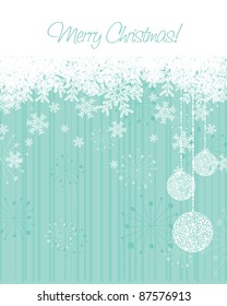 blue christmas background with snowflakes and decorations