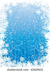 Blue christmas background with snowflakes - frame