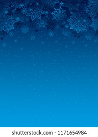 Blue christmas background with snowflakes and stars, vector illustration