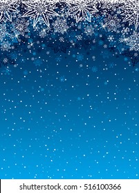 Blue christmas background with snowflakes and stars, vector illustration