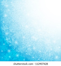 Blue Christmas background with snowflakes. Vector  illustration.