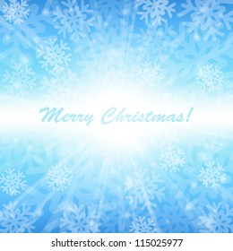 Blue Christmas background with snowflakes. Vector illustration.