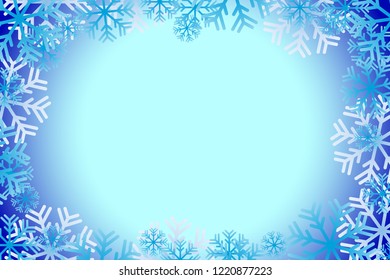 Blue christmas background with snowflakes. Vector drawing. Texture.