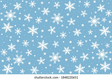 Blue Christmas background with snowflakes. Vector design for Christmas holidays.
