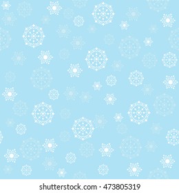 Blue Christmas background with snowflakes, vector seamless pattern