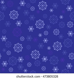 Blue Christmas background with snowflakes, vector seamless pattern