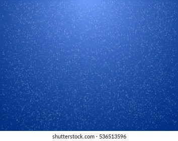 Fondo azul de Navidad con copos de nieve. Ilustración del vector
