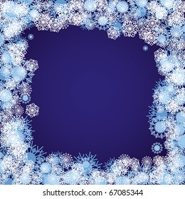 Blue christmas background with snowflakes, vector illustration