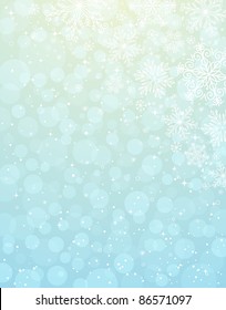 blue christmas background with snowflakes, vector illustration