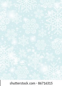 blue christmas background with snowflakes, vector illustration