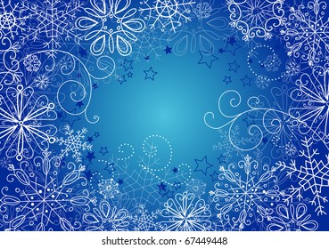 Blue Christmas background with space for text.